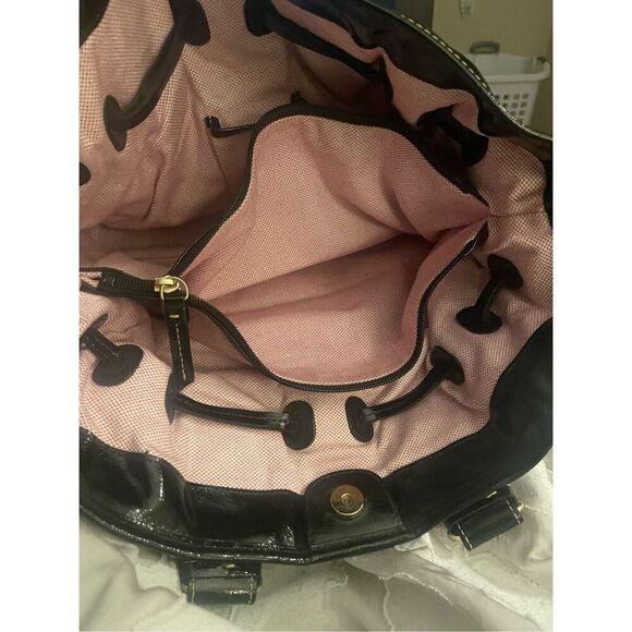 Dooney & Bourke Medium Chiara Patent Leather Drawstring Satchel Bag Black - Picture 14 of 16